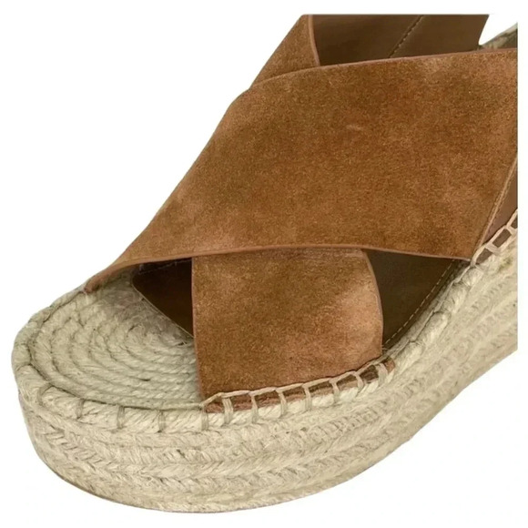 Marc Fisher LTD Abacia Tan Leather Espadrille Womens Platform Sandals 9M - Picture 7 of 15